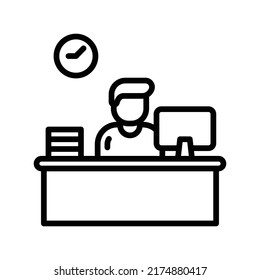 Work Icon. Line Art Style Design Isolated On White Background