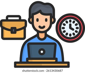 Work Icon Lineal Color Vector Illustration