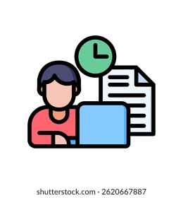 Work Icon Lineal Color Vector Illustration
