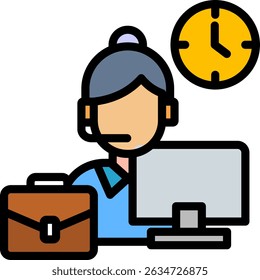 Work Icon Lineal Color Vector Illustration