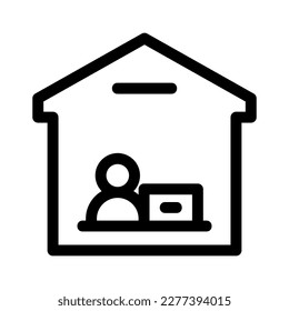 trabajo desde icono o logotipo símbolo de signo aislado ilustración vectorial - iconos vectoriales de estilo negro de alta calidad
