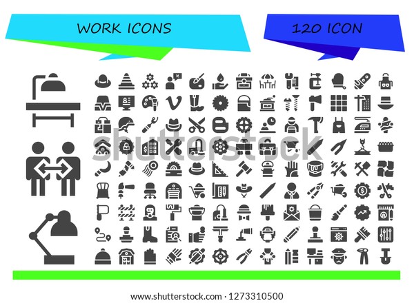 Work Icon Set 120 Filled Work Stock Vector (Royalty Free) 1273310500 ...