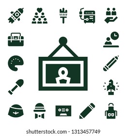 work icon set. 17 filled work icons.  Simple modern icons about  - Startup, Toolbox, Palette, Painting, Shovel, Employee, Pencil, Hat, Group, Painting brush, Tape, Welder, Teamwork