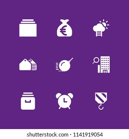 work icon set. alarm, stack and toolbox vector icon for graphic design and web
