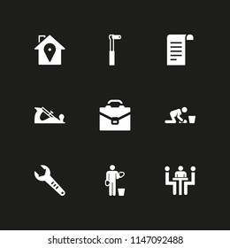 work icon set. briefcase, cleaning and rule vector icon for graphic design and web