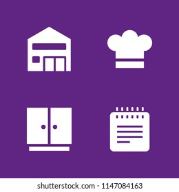 work icon set. chef, warehouse and notepad vector icon for graphic design and web