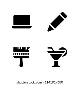 work icon set. cocktail, computer and edit vector icon for graphic design and web