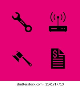 work icon set. contract, router and wrench vector icon for graphic design and web