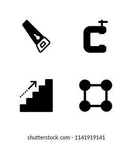 work icon set. design, stairs and clamp vector icon for graphic design and web