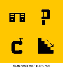 work icon set. desk, clamp and saw vector icon for graphic design and web