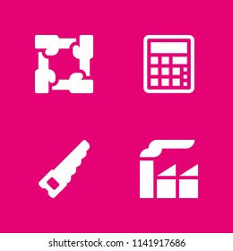 work icon set. factory, saw and calculator vector icon for graphic design and web