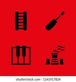 work icon set. keyboard, factory and screwdriver vector icon for graphic design and web
