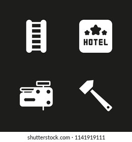 work icon set. ladder, nail gun and hammer vector icon for graphic design and web