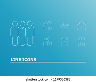 Work icon set and leadership with internship, team and professional skills. Recruiting talent related work icon vector for web UI logo design.