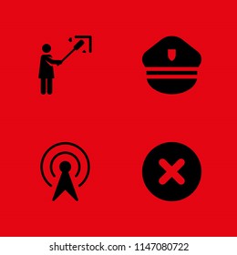 work icon set. police hat, cleaner and cancel vector icon for graphic design and web