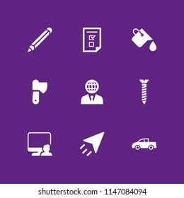 work icon set. screw, send and axe vector icon for graphic design and web