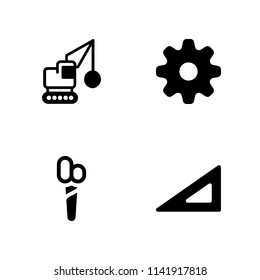 work icon set. set square, gear and scissors vector icon for graphic design and web