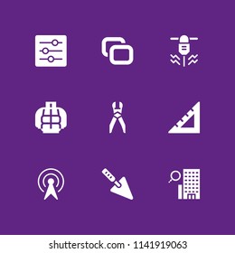 work icon set. trowel, hotel and copy vector icon for graphic design and web
