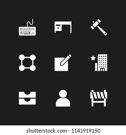 work icon set. user, desk and hotel vector icon for graphic design and web