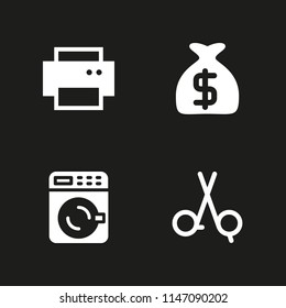 work icon set. washing machine, shredder and money bag vector icon for graphic design and web