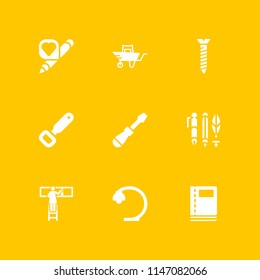 work icon set. wheelbarrow, screw and bottle opener vector icon for graphic design and web