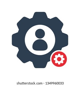 Work icon with settings sign. Work icon and customize, setup, manage, process symbol 