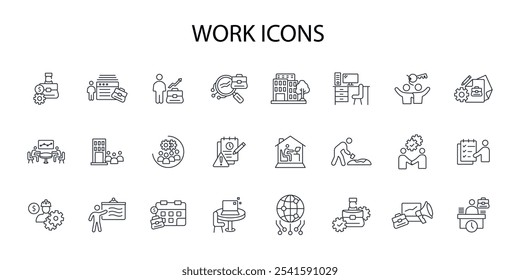 Work icon set.vector.Editable stroke.linear style sign for use web design,logo.Symbol illustration.