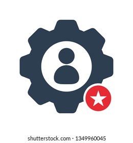 Work icon with star sign. Work icon and best, favorite, rating symbol 