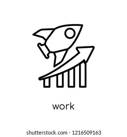 work icon. Trendy modern flat linear vector work icon on white background from thin line collection, outline vector illustration