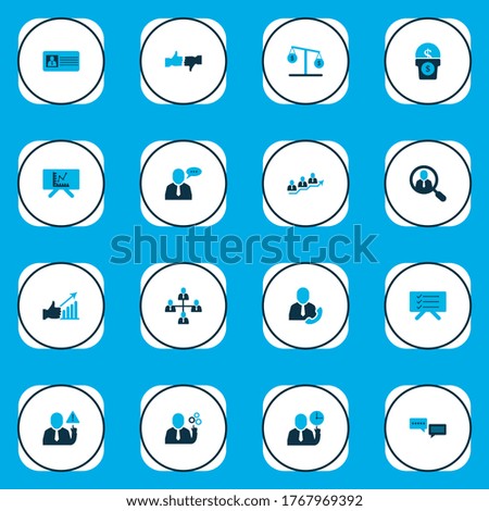 Work icons colored set with caution, team structure, analytics board and other organization elements. Isolated vector illustration work icons.