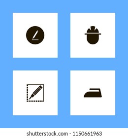 work icons. iron, pencil and builder vector icons set