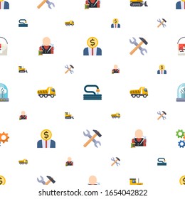 work icons pattern seamless. Included editable flat Entrepreneurship, Garden hose, bulldozer, tailor, Tipper, tools, Future technology, cogwheel icons. work icons for web and mobile.