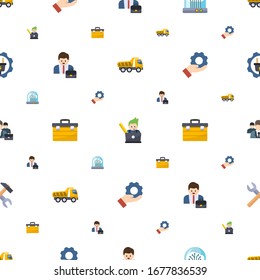 el patrón de iconos de trabajo es transparente. Incluido el Tipper plano editable, diseñador gráfico, Tecnología Futura, Emprendedor, caja de herramientas, Servicios, íconos de la gente de negocios. iconos de trabajo para web y móvil.