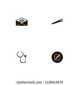 work icons. pencil, mail, saw and stethoscope vector icons set