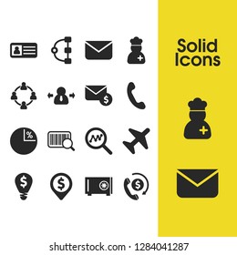 Work icons set with call for money, geolocation and personal card elements. Set of work icons and financial talking concept. Editable vector elements for logo app UI design.