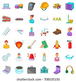 Work icons set. Cartoon style of 36 work vector icons for web isolated on white background