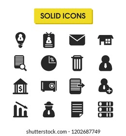 Work icons set with diagram, sailor and person elements. Set of work icons and review concept. Editable vector elements for logo app UI design.