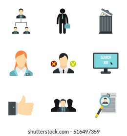 Work icons set. Flat illustration of 9 work vector icons for web