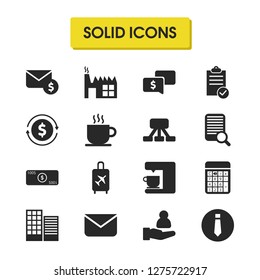 Work icons set with human resource, group and cash elements. Set of work icons and necktie concept. Editable vector elements for logo app UI design.