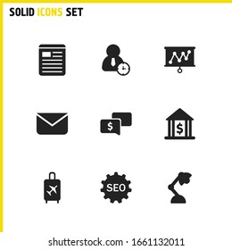 Iconos de trabajo establecidos con el tiempo humano, la lámpara de mesa y los elementos bancarios. Conjunto de iconos de trabajo y concepto de luz de escritorio. Elementos vectoriales editables para el diseño de la interfaz de usuario de la aplicación del logotipo.