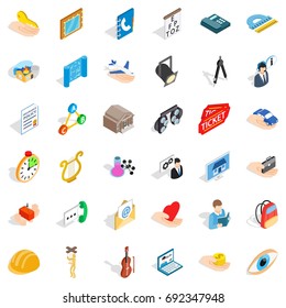 Work icons set. Isometric style of 36 work vector icons for web isolated on white background