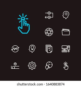 Work icons set. Periodic breaks and work icons with delegate tasks, manage stress and wake up earlier. Set of update for web app logo UI design.
