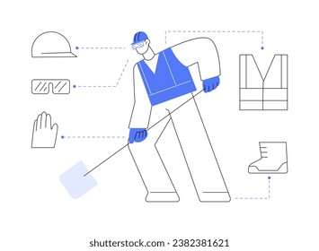 Work injury prevention abstract concept vector illustration. Builder in uniform, helmet and mask, occupational medicine, safe at work, workplace health, job injury prevention abstract metaphor.