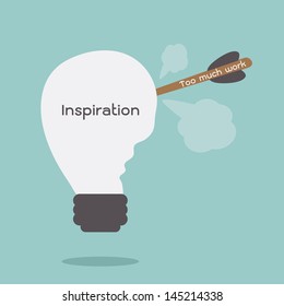 work and inspiration concept cartoon, vector