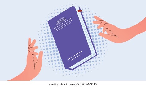 work instructions manual on a light blue background, user guide. vector illustration.