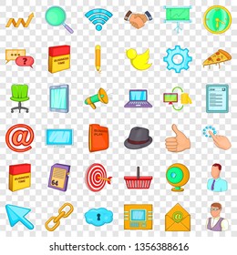 Work internet icons set. Cartoon style of 36 work internet vector icons for web for any design
