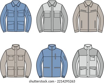 Work jacket set. Vector illustration.