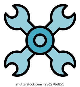 Work key icon outline vector. Home repair. Hammer design color flat
