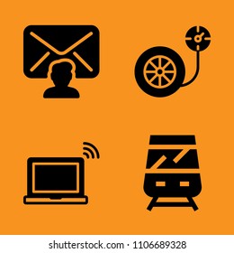 work, laptop, front and examination icons set. Vector illustration for web and design