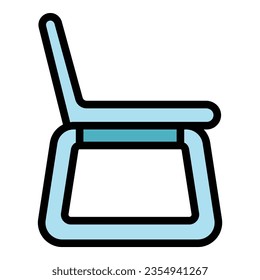 Work laptop stand icon outline vector. Computer adjustable. Best posture color flat